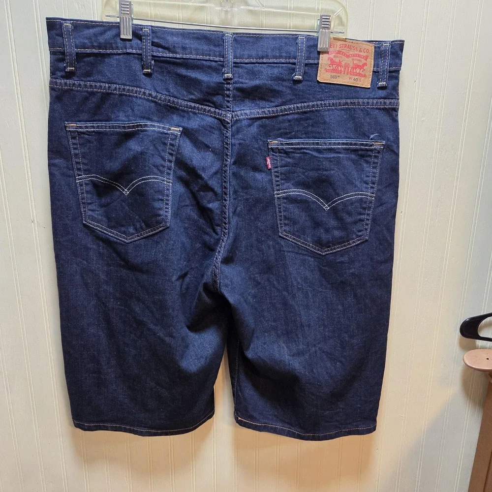 Levi's 569 Shorts Mens 40 Blue Denim Relaxed Fit Bermuda 11 Inseam Casual Summer